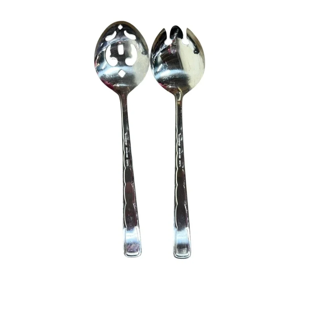 Rogers Spoon Fork‎ Stainless Swagger Pattern • 2pc Salad Serving Set